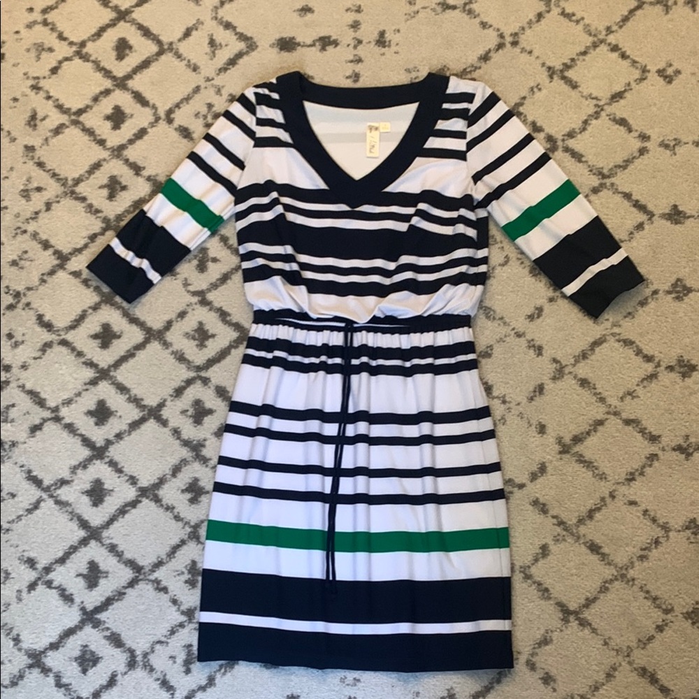 Emma & Michele Black and White V-Neck Dress